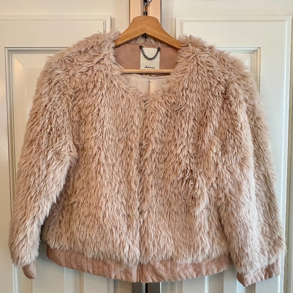 Anthropologie ELEVENSES Pink Fur Cropped Coat (TO DIE FOR)